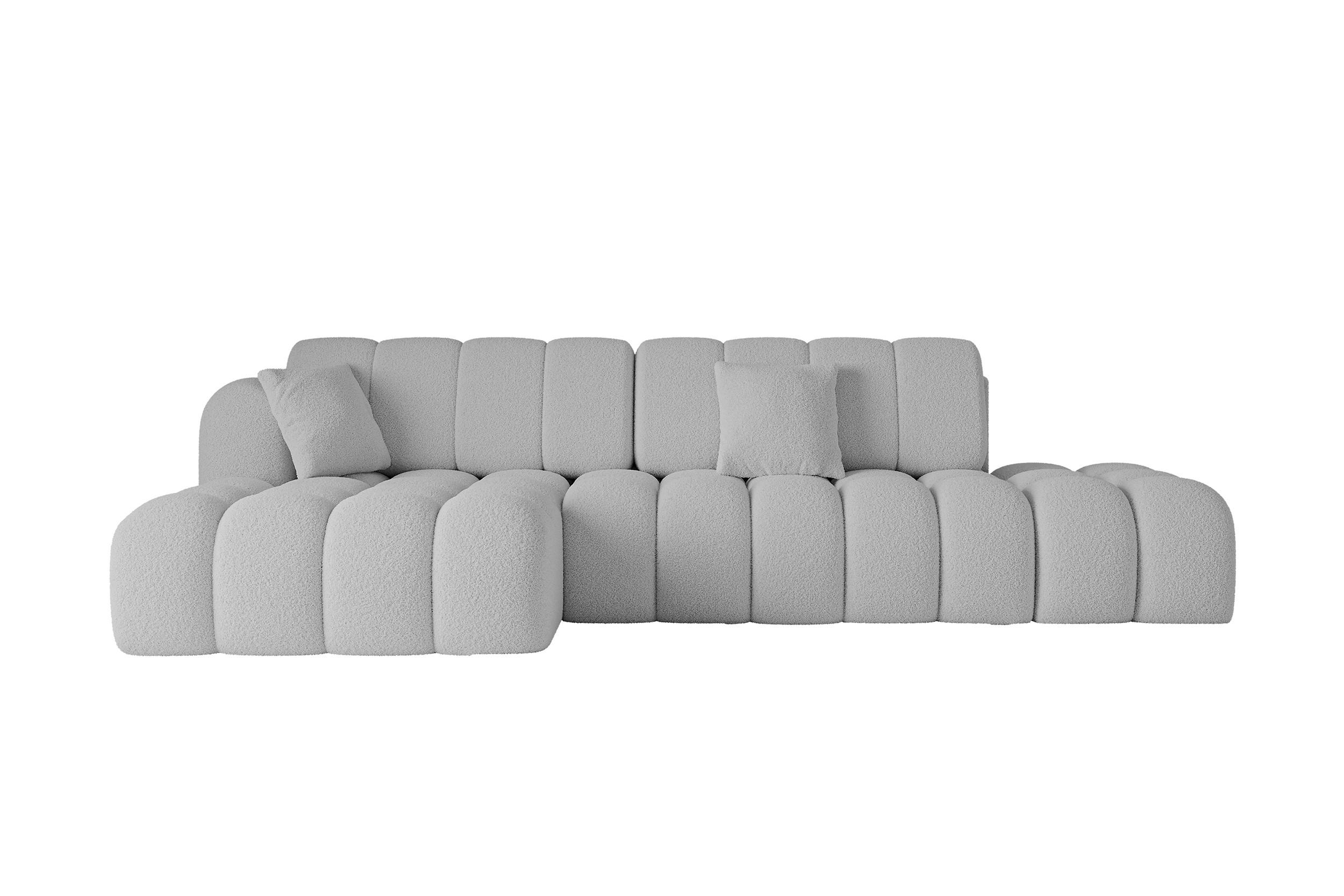 ECKSOFA mit Schlaffunktion Ottomane Links OLEA-L2 321x164x75 Hellgrau Bouclé - Hellgrau/Schwarz, Holzwerkstoff/Kunststoff (321/164cm) - ALTDECOR