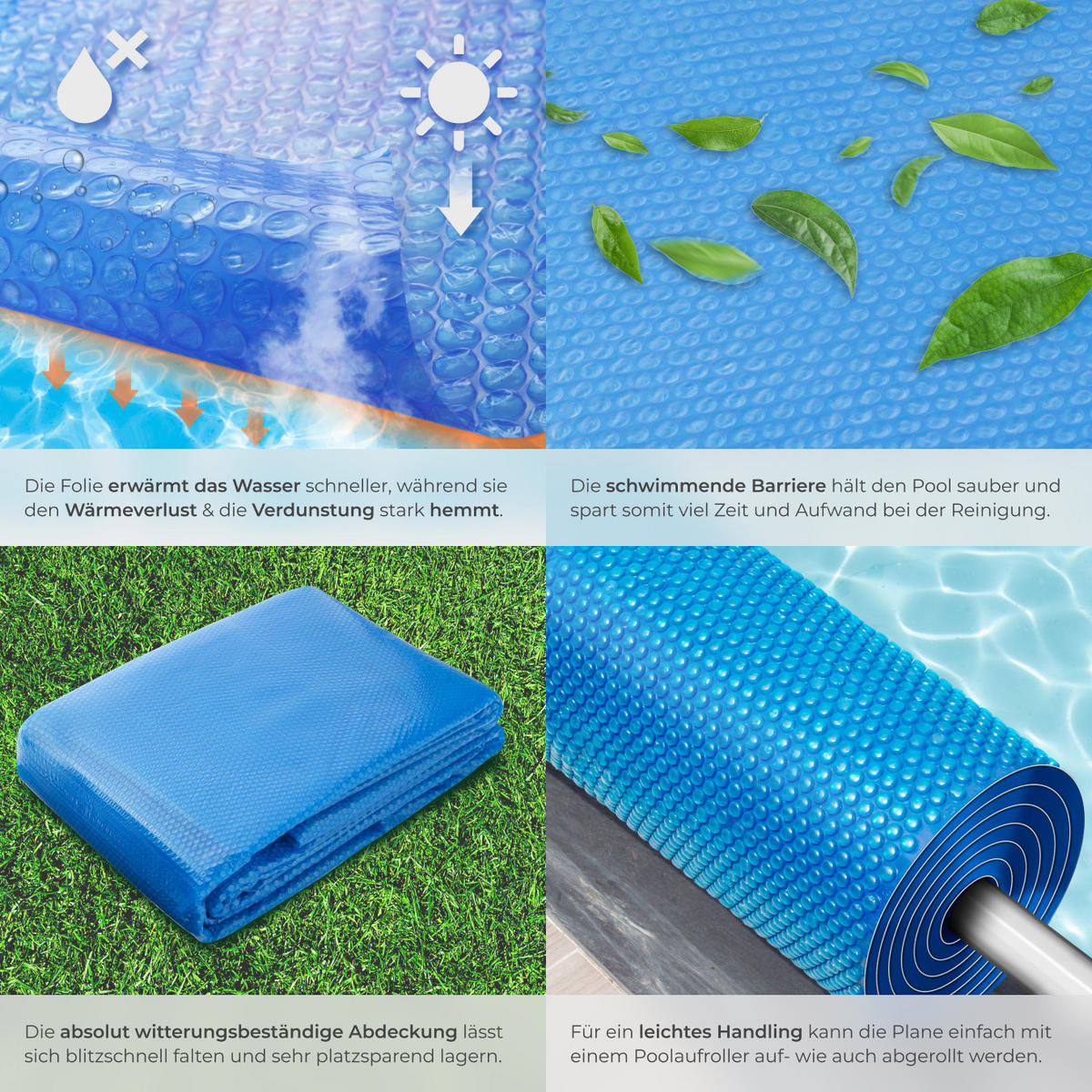 POOLABDECKUNG , 366 x 732 cm, blau - Blau, Kunststoff (732/366cm) - tectake