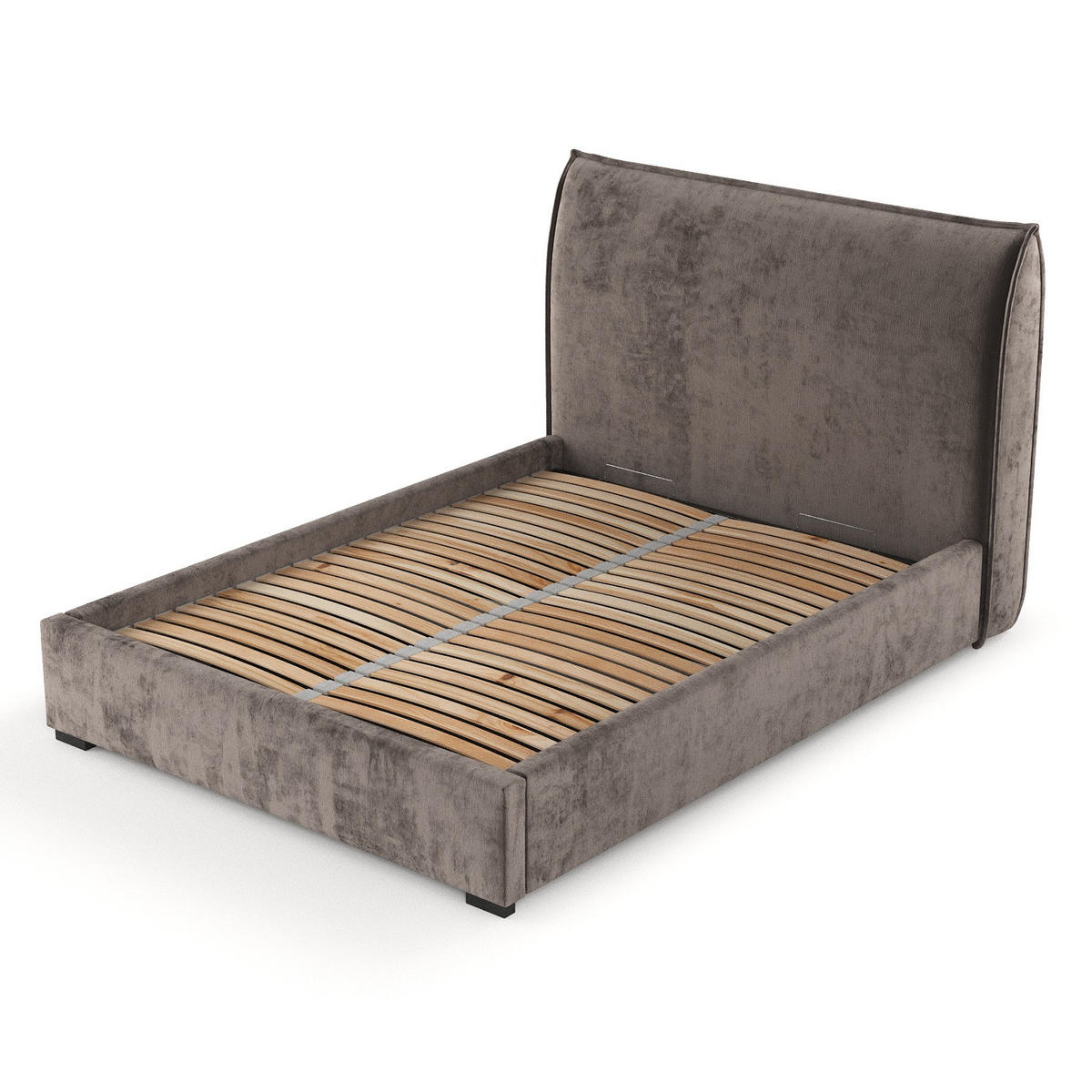 POLSTERBETT Como Braun 140/200 cm im Chenille-Stoff - Schwarz/Naturfarben, Holz/Holzwerkstoff (140/200cm) - Maison de Reve