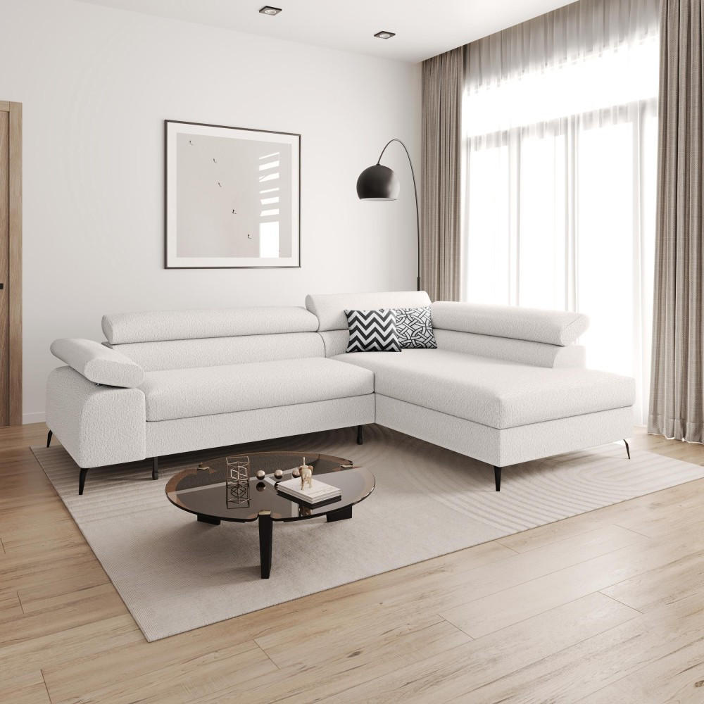 ECKSCHLAFSOFA Mellow mit Bettkasten, Beige, rechts - Beige/Schwarz, Textil (270/205cm) - Beautysofa