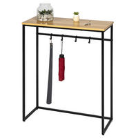 KONSOLENTISCH mit Holzablage, schwarz - Schwarz, Metall (30/70/89.5cm) - eluno