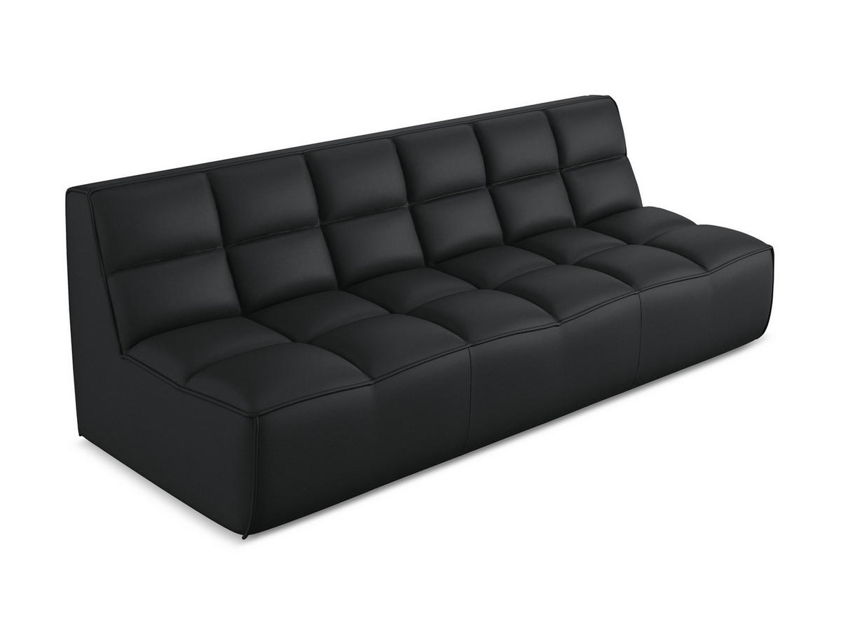 3-SITZER SOFA Kunstleder Schwarz - Schwarz/Grau, Leder/Kunststoff (210/75/93cm) - Makamii