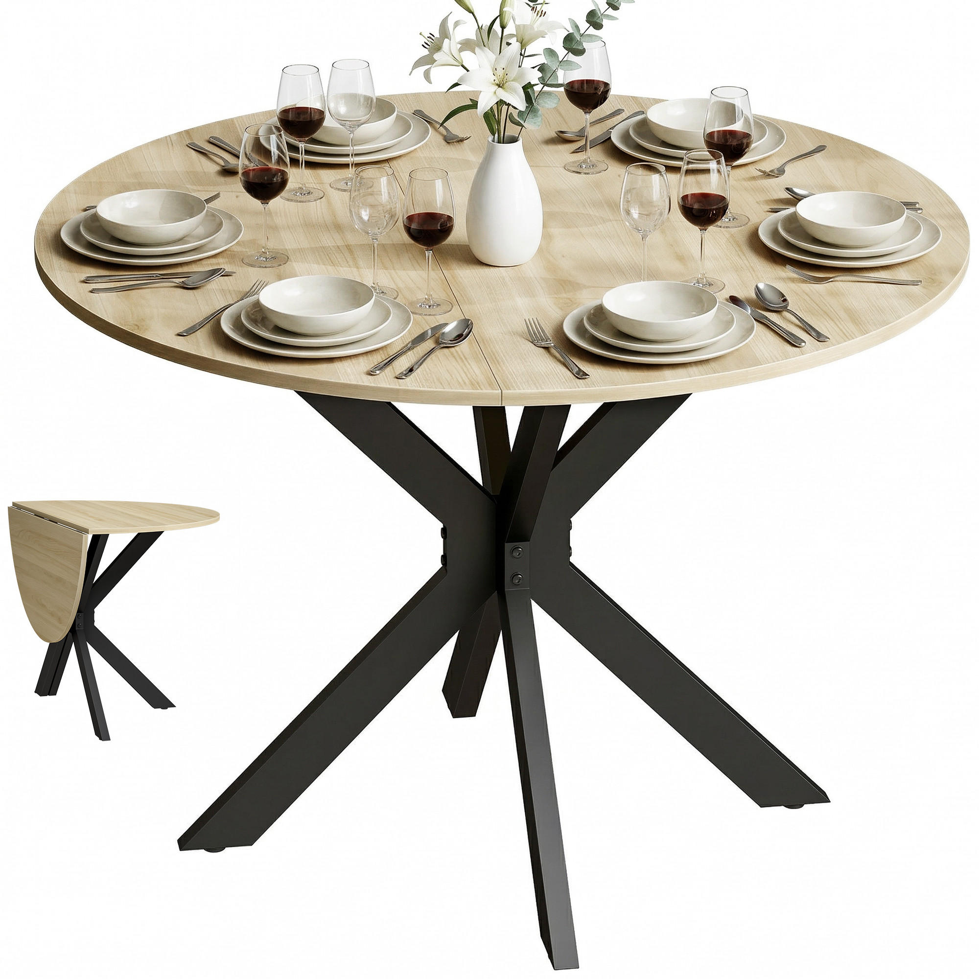 ESSTISCH Naturholz 1 Stück - Beige, Naturmaterialien (110/110/76cm) - GiPP