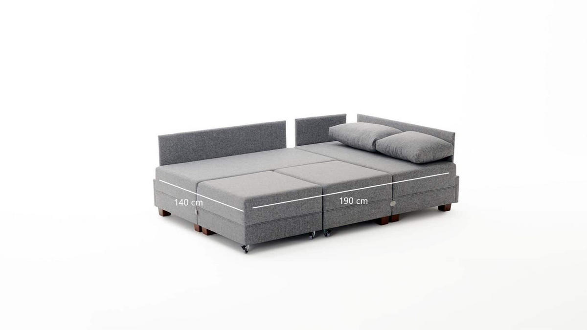 ECKSOFA mit rollbarer Schlaffunktion - Taupe/Beige, Holz/Textil (210/280cm) - myHomelando