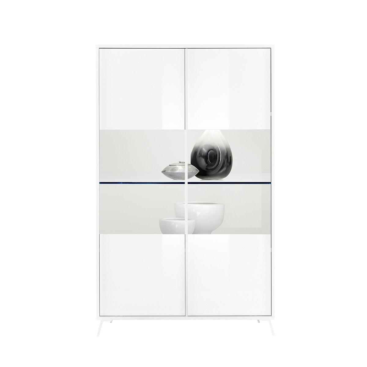 VITRINE 2 Türen H174 cm - City - Weiß, Holzwerkstoff (40/174/104cm) - Calicosy