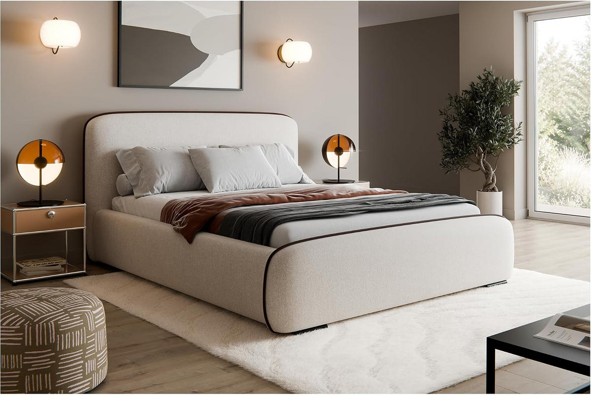 BETT BELLION - Creme, Holzwerkstoff (160/200cm) - Meblini