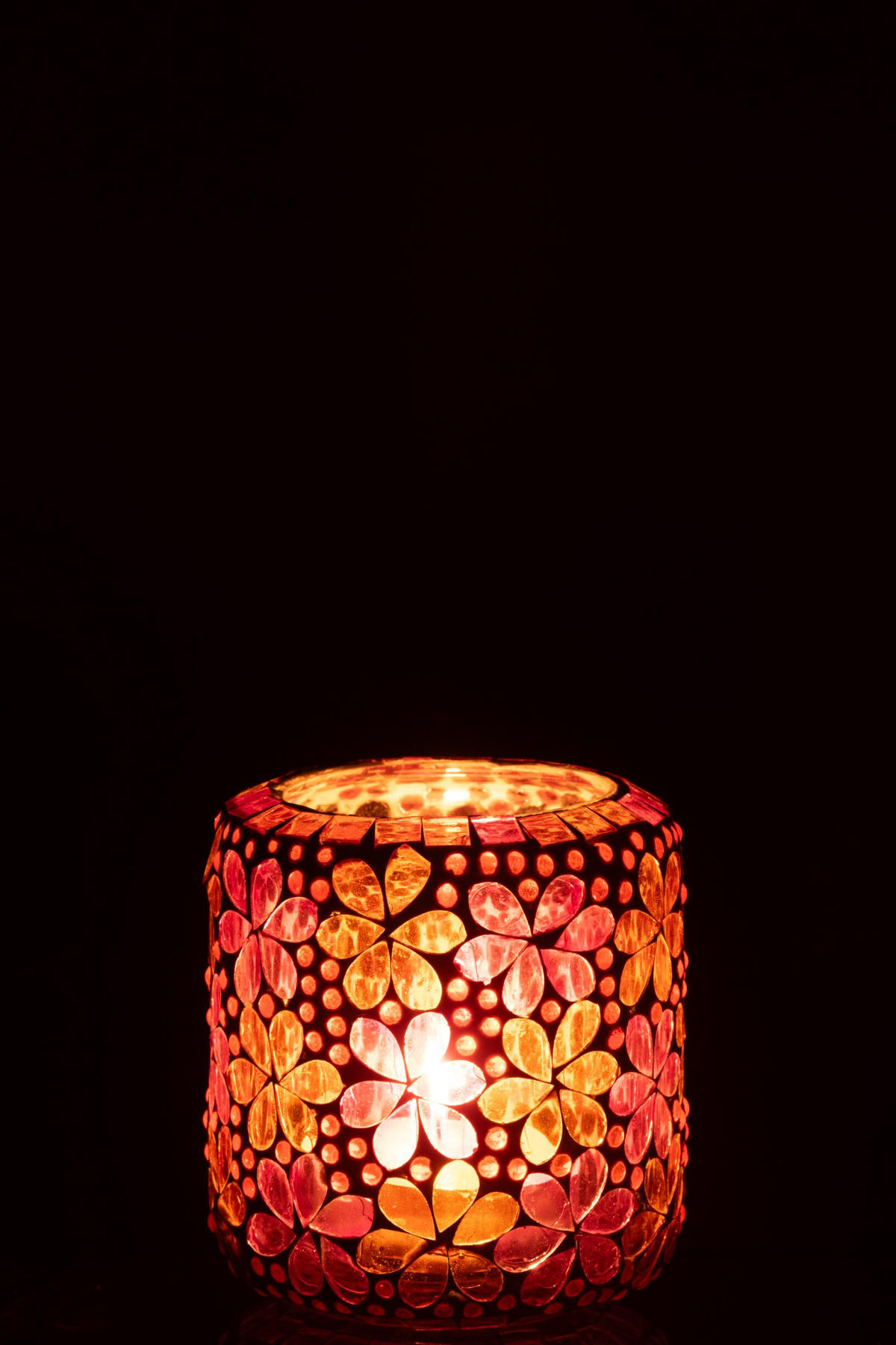KERZENSTÄNDER MOSAIK DO (2ER SET) - Orange, Glas (10/11cm) - J-Line