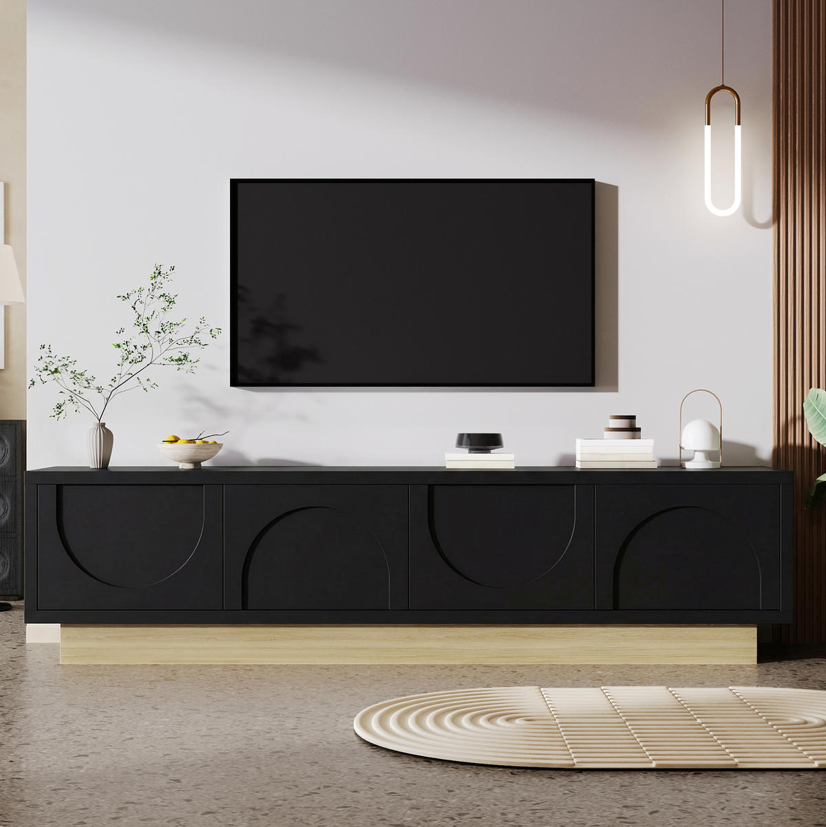 TV-ELEMENT mit 4 Türen 175 x 40 x 41,5 cm Schwarz Holzoptik - Schwarz, Holzwerkstoff (40/41.5/175cm) - Beauniv
