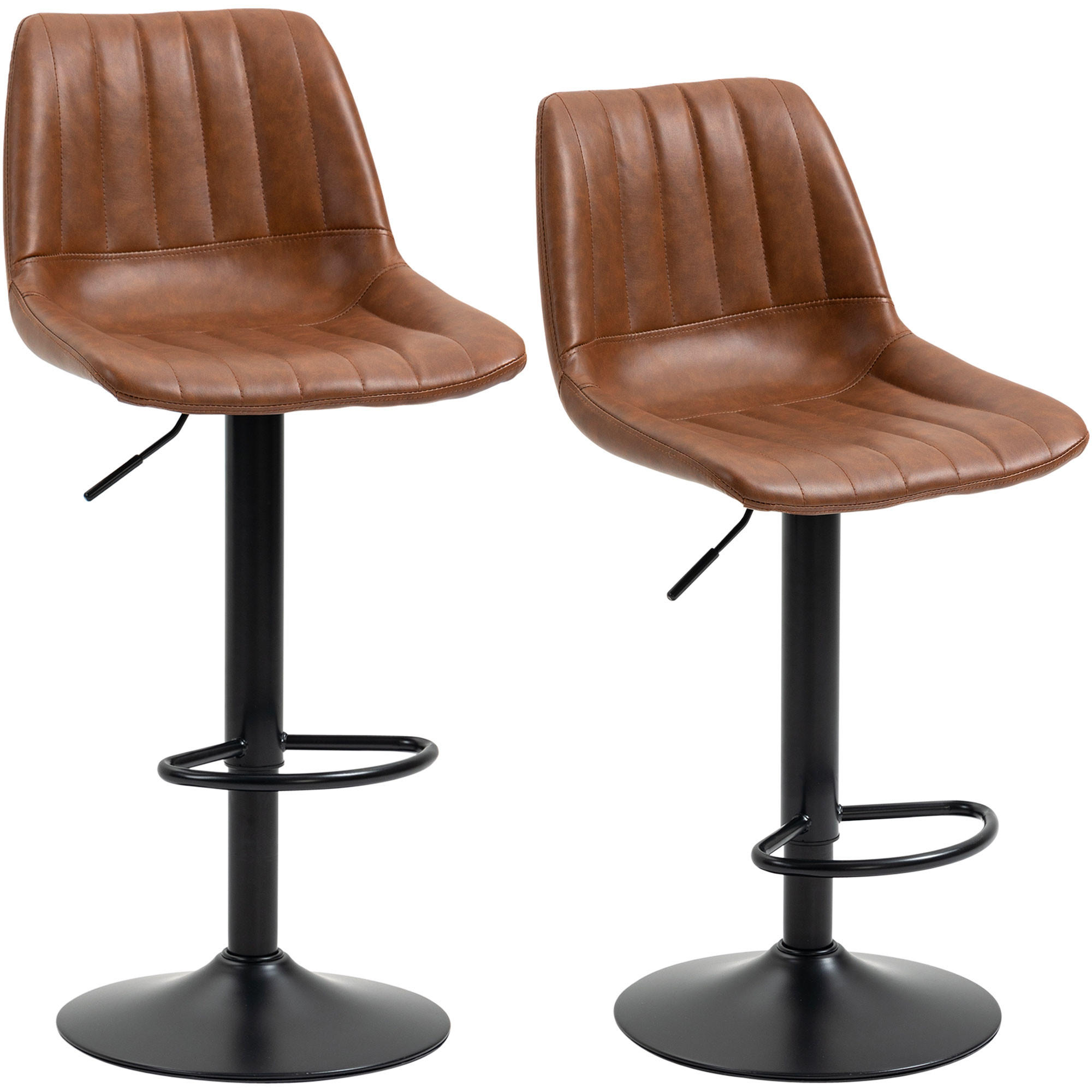 2ER Set Barhocker 91-111 cm Höhenverstellbarer Küchenhocker Barstuhl mit Fußring - Braun, Kunststoff (49.5/111/43cm) - HOMCOM