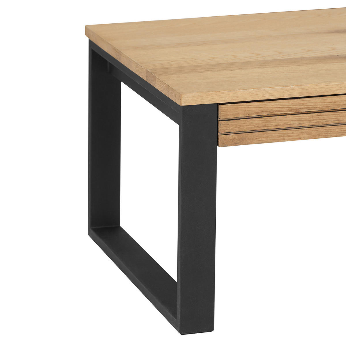MASSIVER COUCHTISCH - Massivholz Eiche / Metall - Eichefarben, Holz/Metall (60/115/42cm) - home24