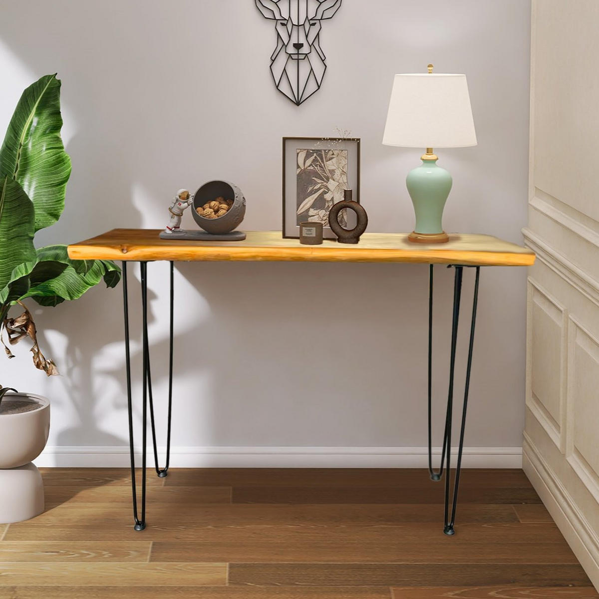 COUCHTISCH 37,5/108/76 cm aus Massivholz mit Metallbeinen im Industrial-Stil, Holzfarben - Braun, Holzwerkstoff (108/37.5/76cm) - Modfu
