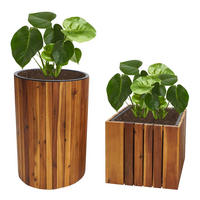 PFLANZKASTEN 2er-Set Rund/Eckig Braun - Braun, Holz (34/50/34cm) - PROREGAL