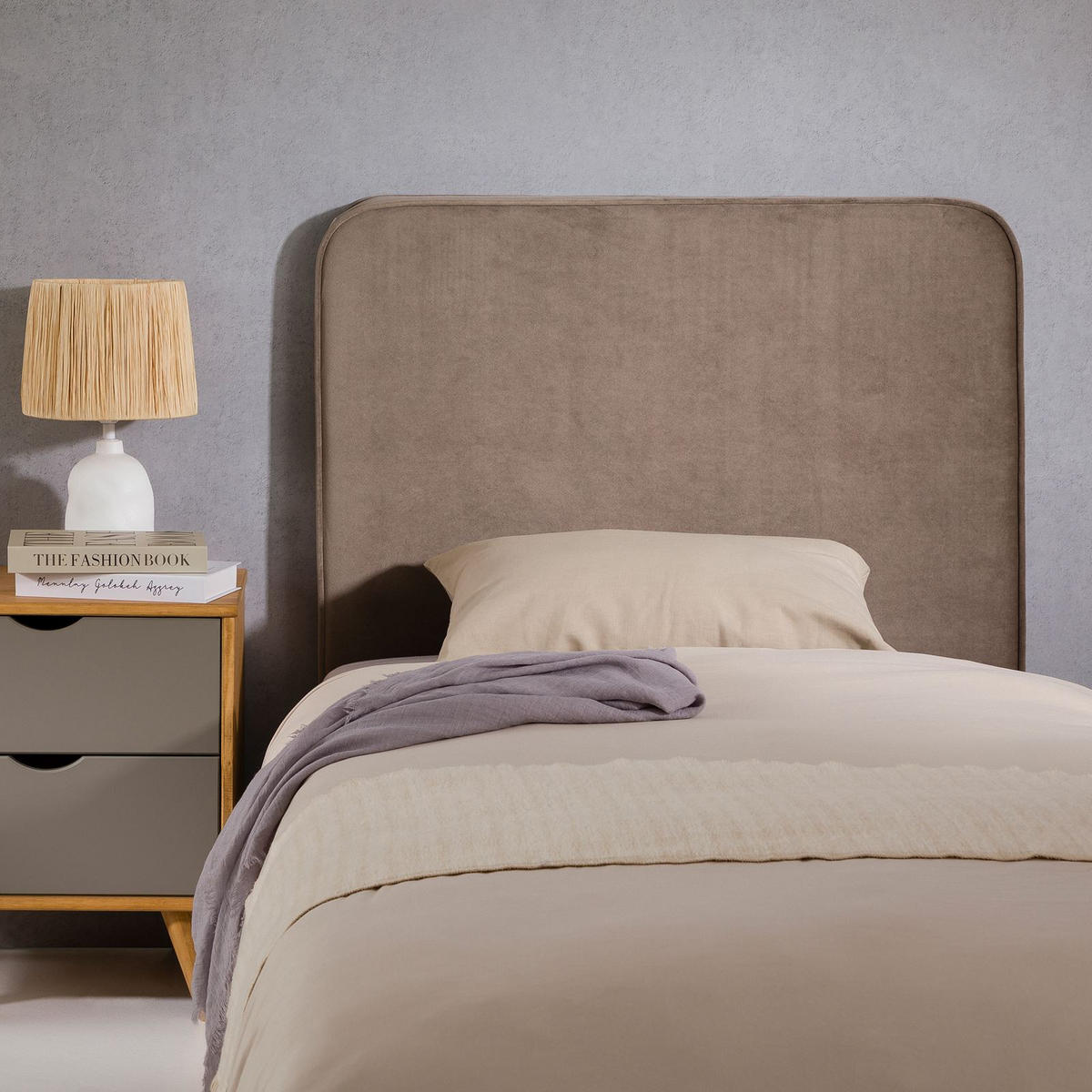 KOPFTEIL LUNAR 90x190 cm greige - Greige, Textil (90/68/6cm) - IDIMEX