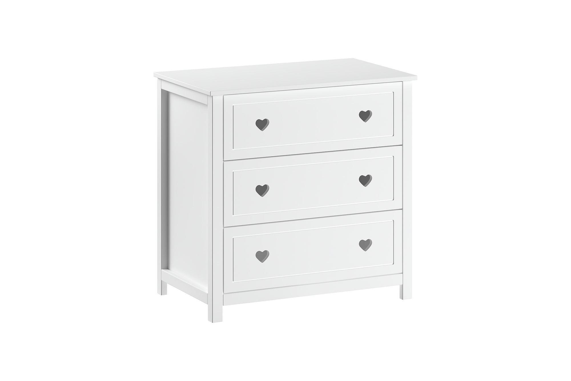 KOMMODE 3 Schubladen Kamila Weiß Holz Soft Close - Weiß, Holz (90/89/76cm) - 58aufmkessel