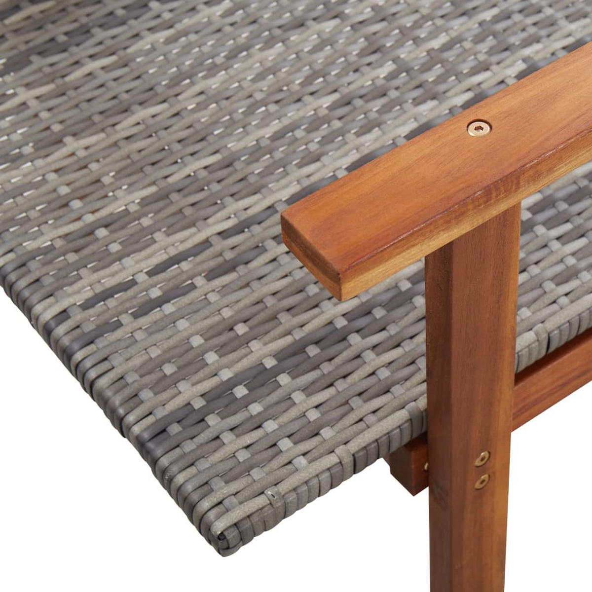 SONNENLIEGE Poly Rattan Und Massivholz Akazie Grau - Grau, Kunststoff (55/56/200cm) - vidaXL