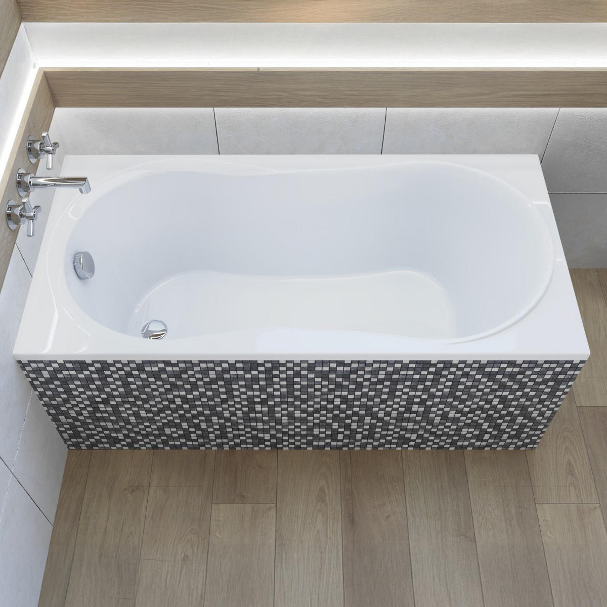 BADEWANNE Rechteck GRACJA 120/75 mit Styro Ablauf Füße - Weiß, Kunststoff (75/54.5/120cm) - bad land
