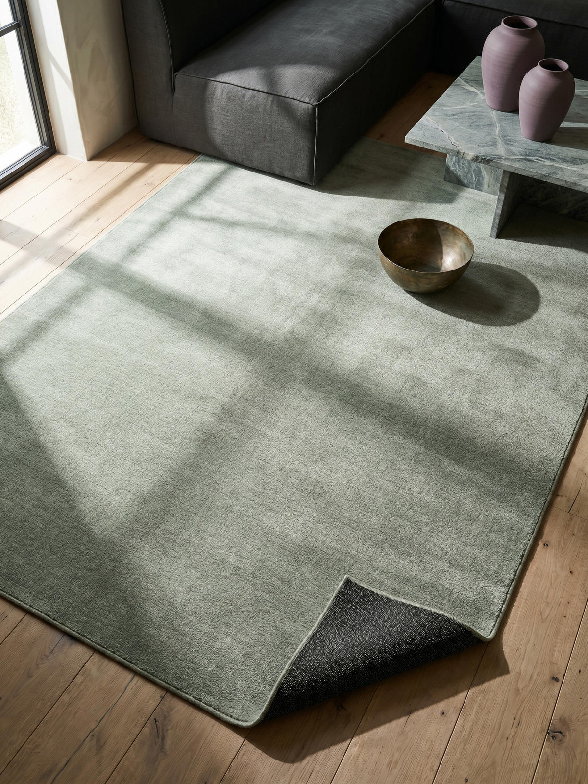 KURZFLORTEPPICH Antirutsch Uni RUTOR Polyester Grün 120 x 160 cm - Grün, Textil (120/160cm) - KADIMA DESIGN