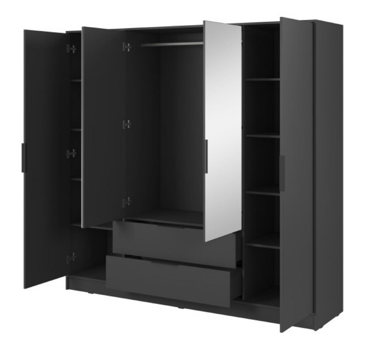 SCHRANK Grafit ELLY Mit Spiegel - Transparent/Graphitfarben, Holzwerkstoff (206/200/51cm) - Sepro Meble