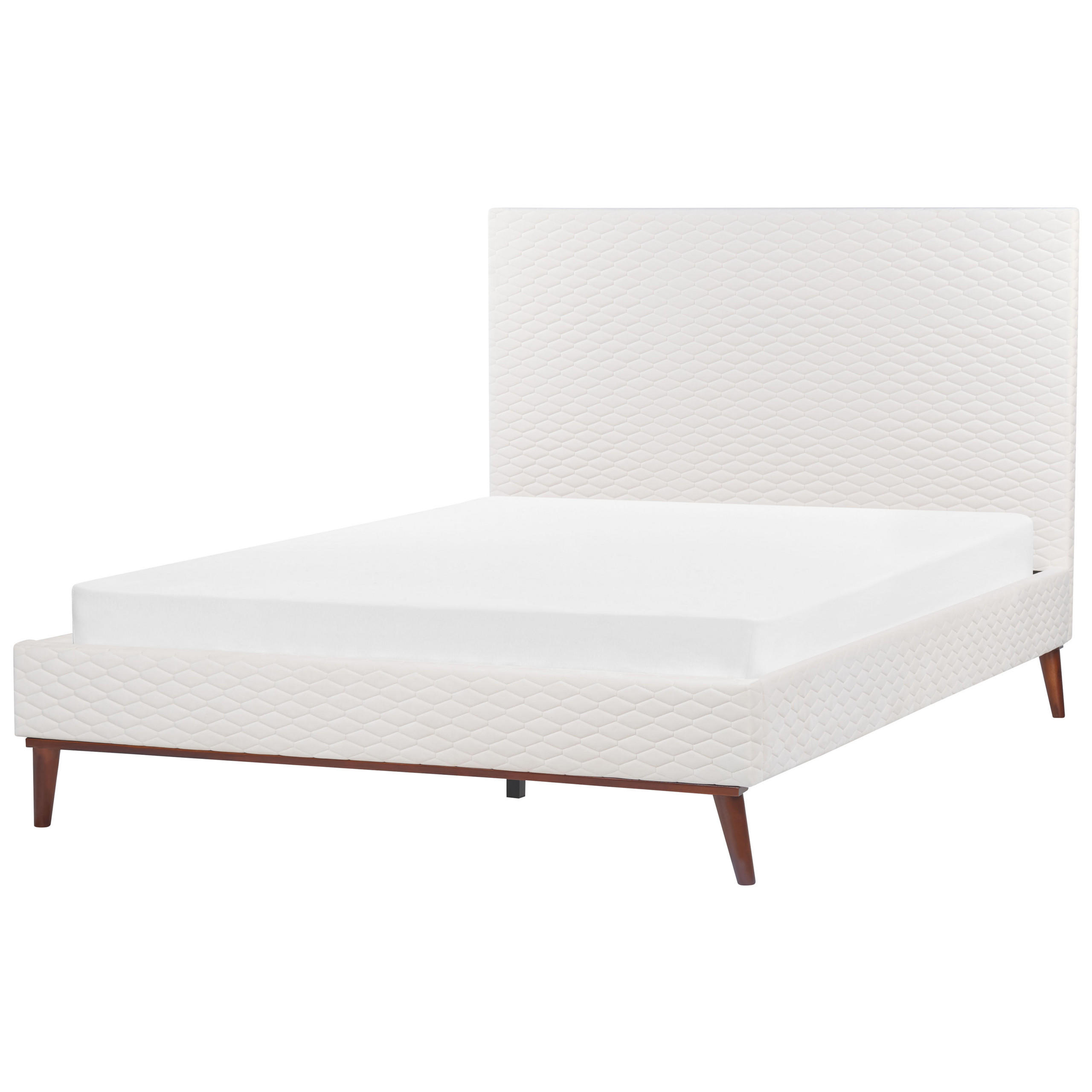 POLSTERBETT mit Lattenrost 160x200 cm Weiß Bayonne - Creme, Textil (160/200cm) - Beliani