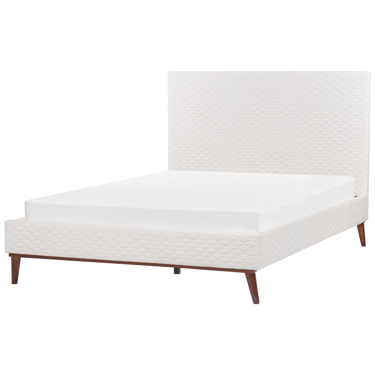 POLSTERBETT mit Lattenrost 160x200 cm Weiß Bayonne - Creme, Textil (160/200cm) - Beliani