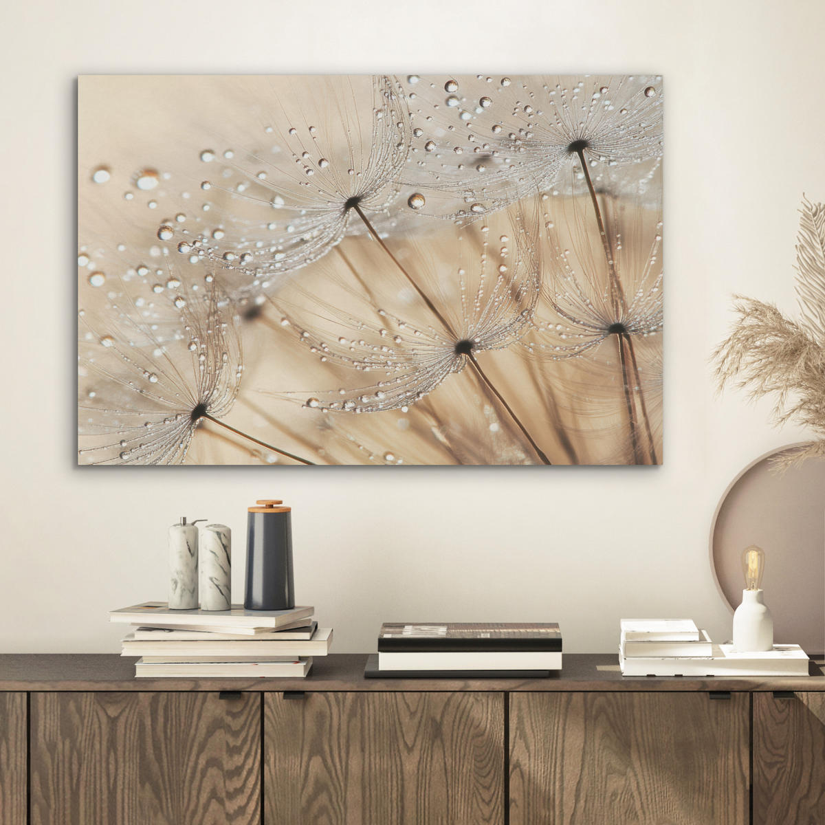 AKUSTIKBILD Löwenzahn - Abstrakt - Natur - Beige Wanddeko 70x50 cm - Braun, Kunststoff (70/50/0.9cm) - MuchoWow