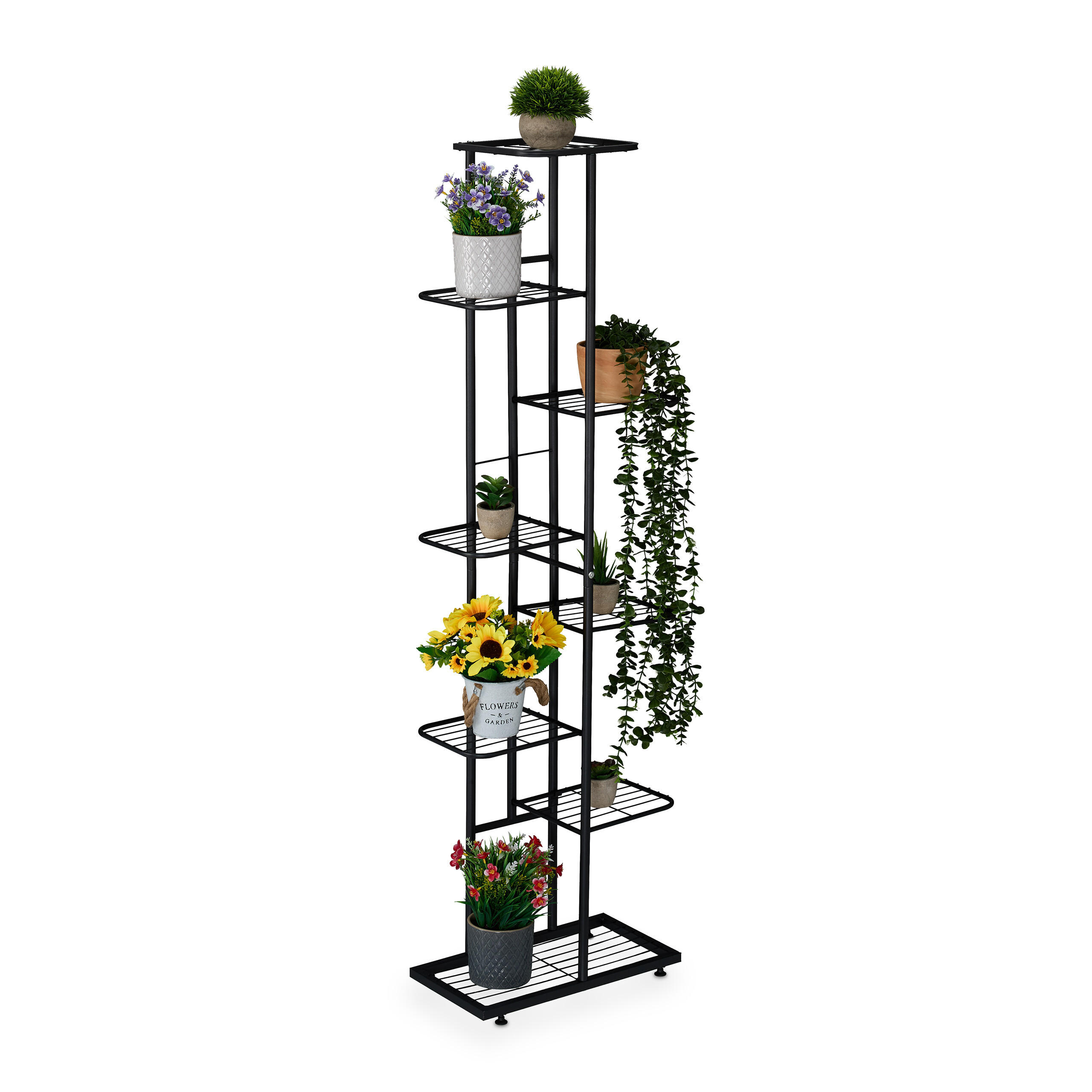 BLUMENREGAL - Schwarz, Metall (45/142/22cm) - Relaxdays