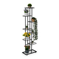 BLUMENREGAL - Schwarz, Metall (45/142/22cm) - Relaxdays