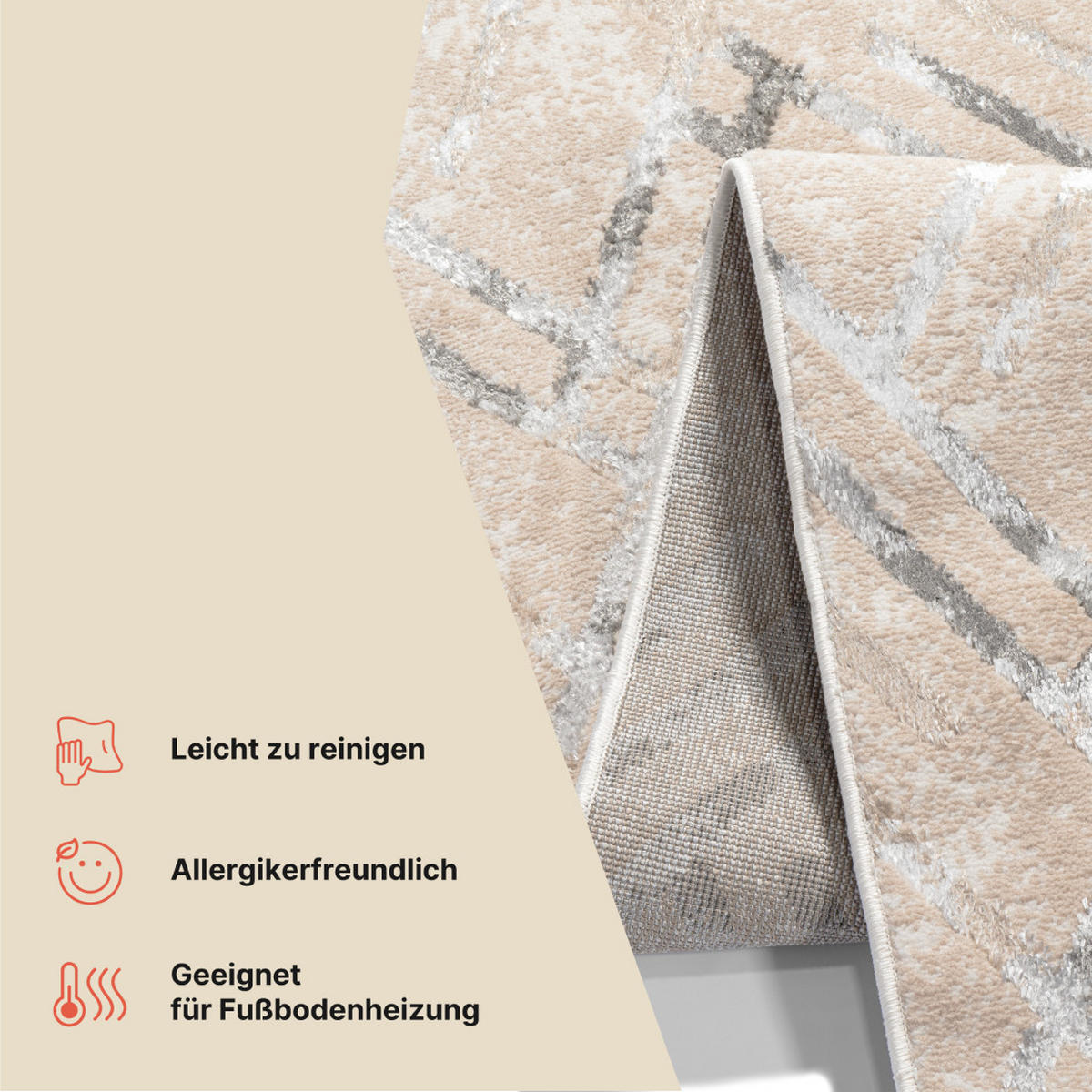 LÄUFER Crystal Hellgrau Marmor Optik 100/600 cm - Hellgrau, Textil (100/600cm) - Tapiso