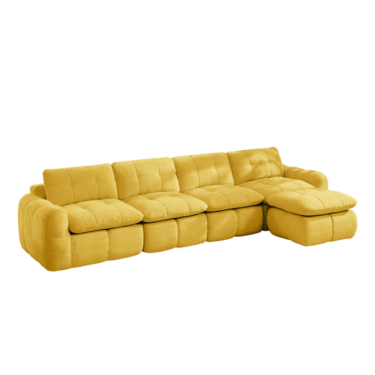 ECKSOFA 334/160/68 cm Gelb Chenille mit 1 Fußhocker - Gelb, Textil (334/160cm) - Oxeza