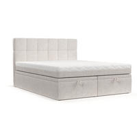 BOXBETT Elano 140/200 cm Hellbeige im Neve Stoff - Sandfarben/Schwarz, Holz/Holzwerkstoff (140/200cm) - AltaBeds