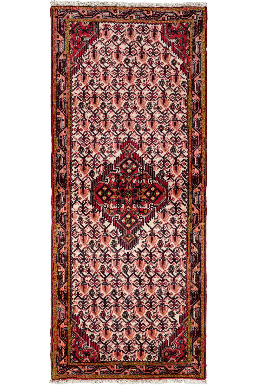 LÄUFER Orient handgeknüpft Assadabad Beige, Rot 185/74 cm Schurwolle - Beige/Rot, Textil (74/185cm) - Looma