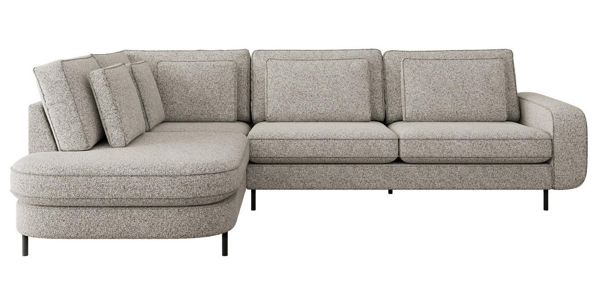 ROHOVÁ SEDAČKA CALENO L - Světle šedá Strukturovaná látka - Pravá Strana - černá/světle šedá, kov/textil (317/225cm) - MKS