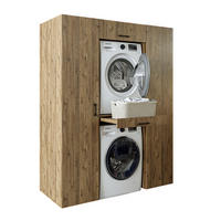 WASCHMASCHINENSCHRANK DUO-I 157cm Breit, 205cm Hoch - Eichefarben, Holzwerkstoff (157/205/67cm)
