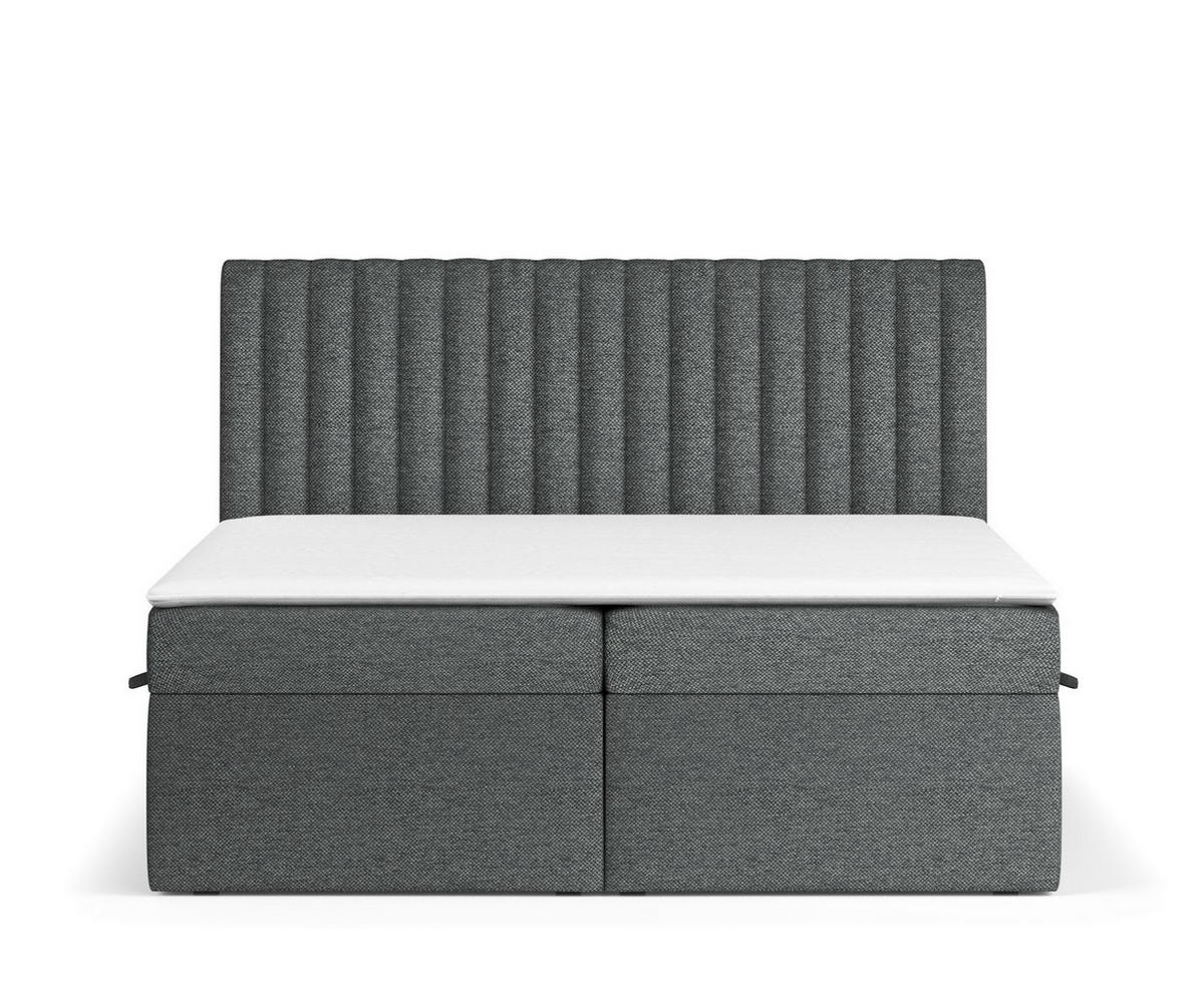 BOXBETT Spencer Anthrazit 140/200 cm mit Matratze und Topper - Anthrazit/Schwarz, Holz/Holzwerkstoff (140/200cm) - Maison de Reve