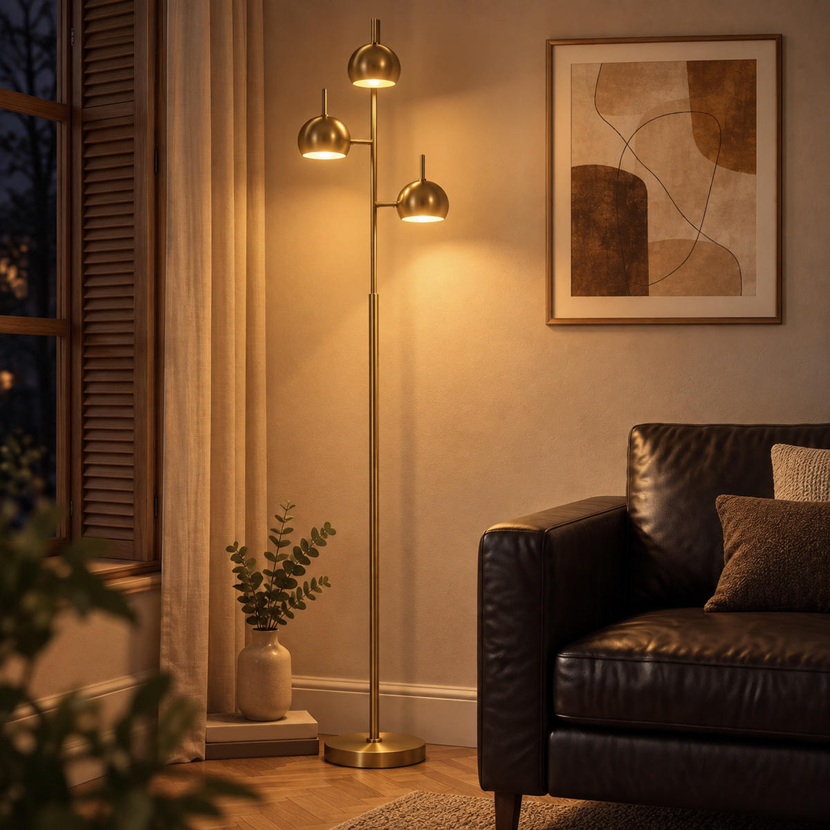 STEHLAMPE Stahl Gold - Goldfarben, Metall (23/23/165cm) - HOMCOM