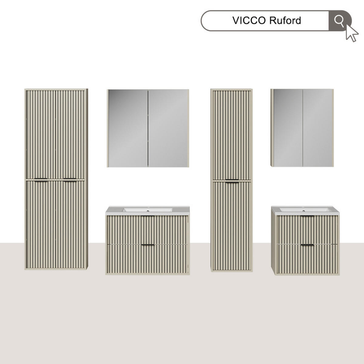 HOCHSCHRANK Ruford Cashmere 40 x 176 cm mit 2 Türen - Kaschmir, Holzwerkstoff (40/176/30cm) - Vicco