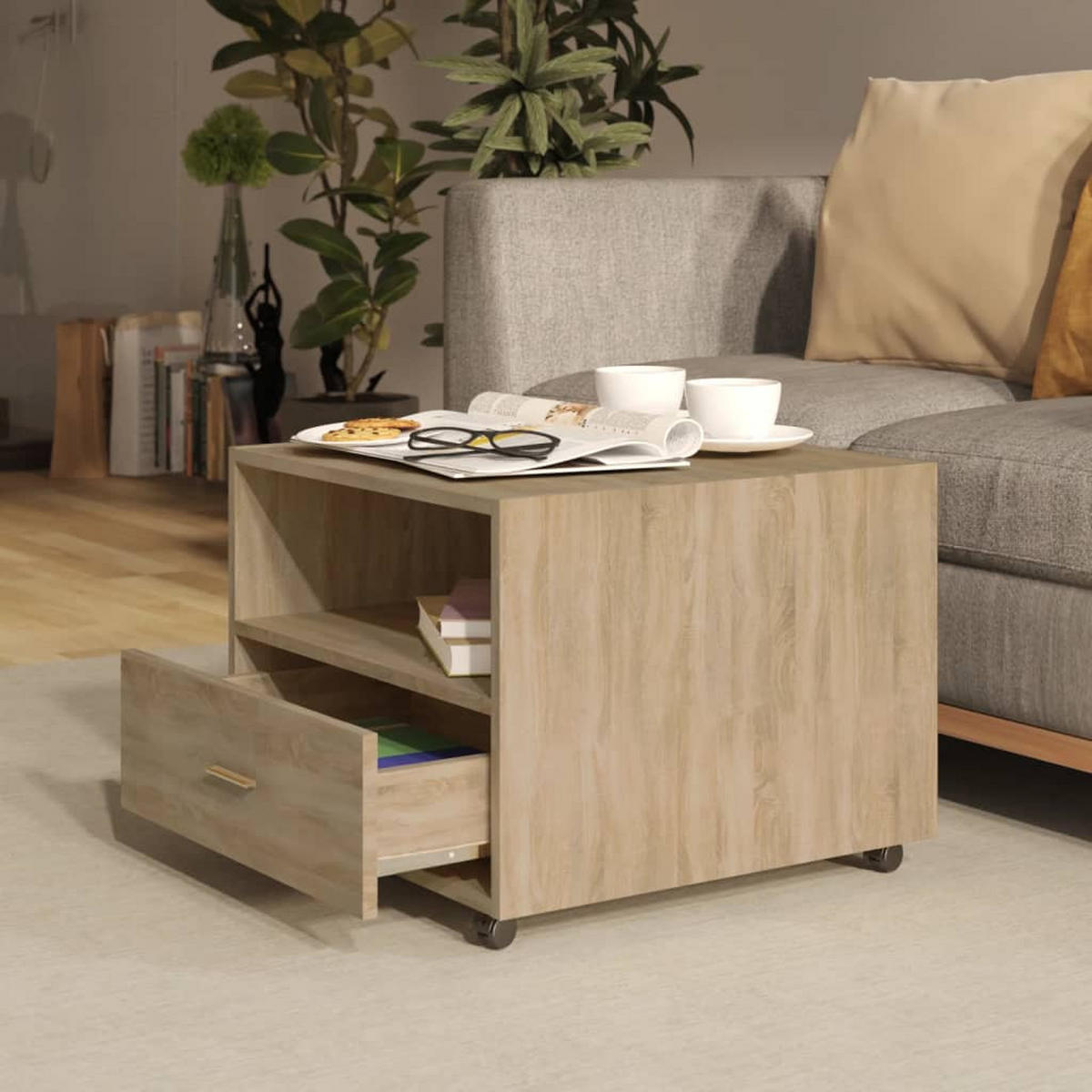 COUCHTISCH Sonoma-Eiche 55x55x40 cm Holzwerkstoff - Braun, Holzwerkstoff (55/55/40cm) - furnicato