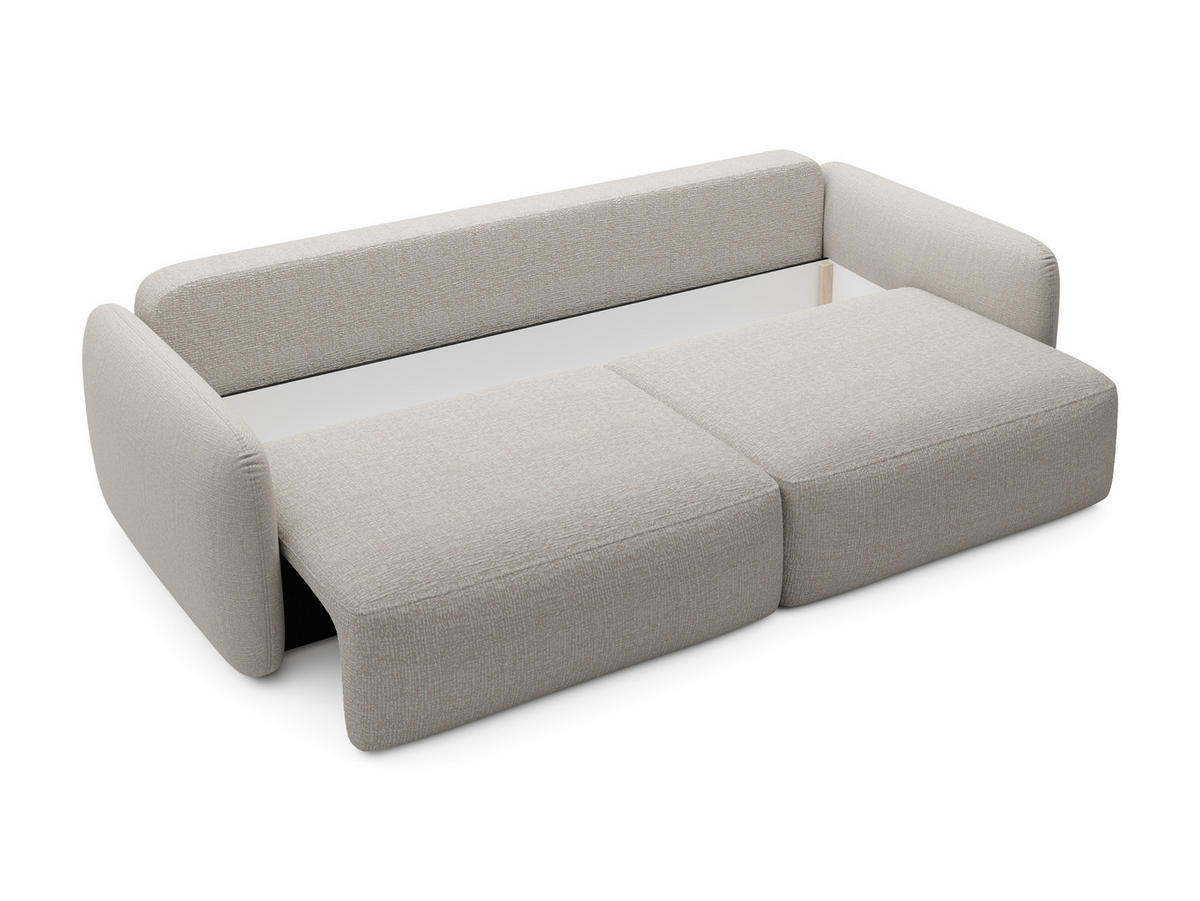 BETTSOFA ATTO Beige Chenille-Stoff mit Schlaffunktion - Beige, Textil (103/87/238cm) - MASSENO