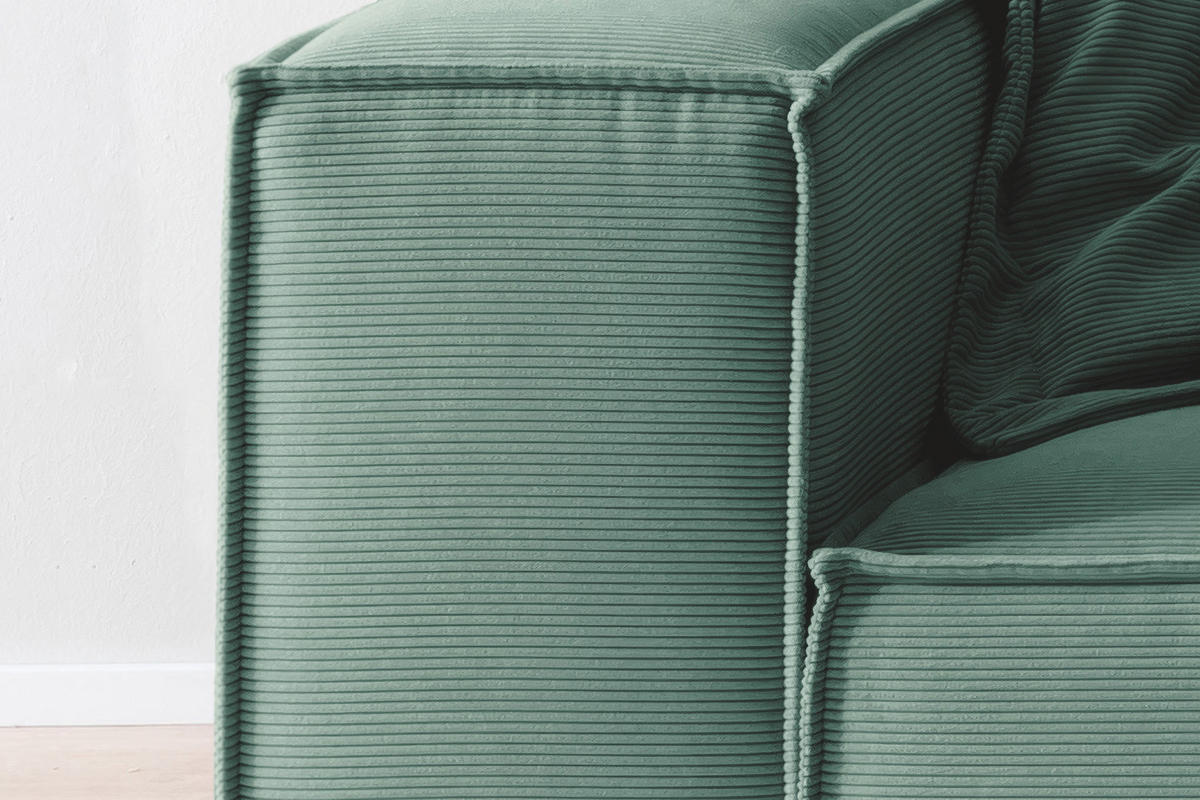 SOFA CARMO Smaragdgrün Cord - Smaragdgrün/Schwarz, Kunststoff/Textil (306/68/118cm) - KAWOLA