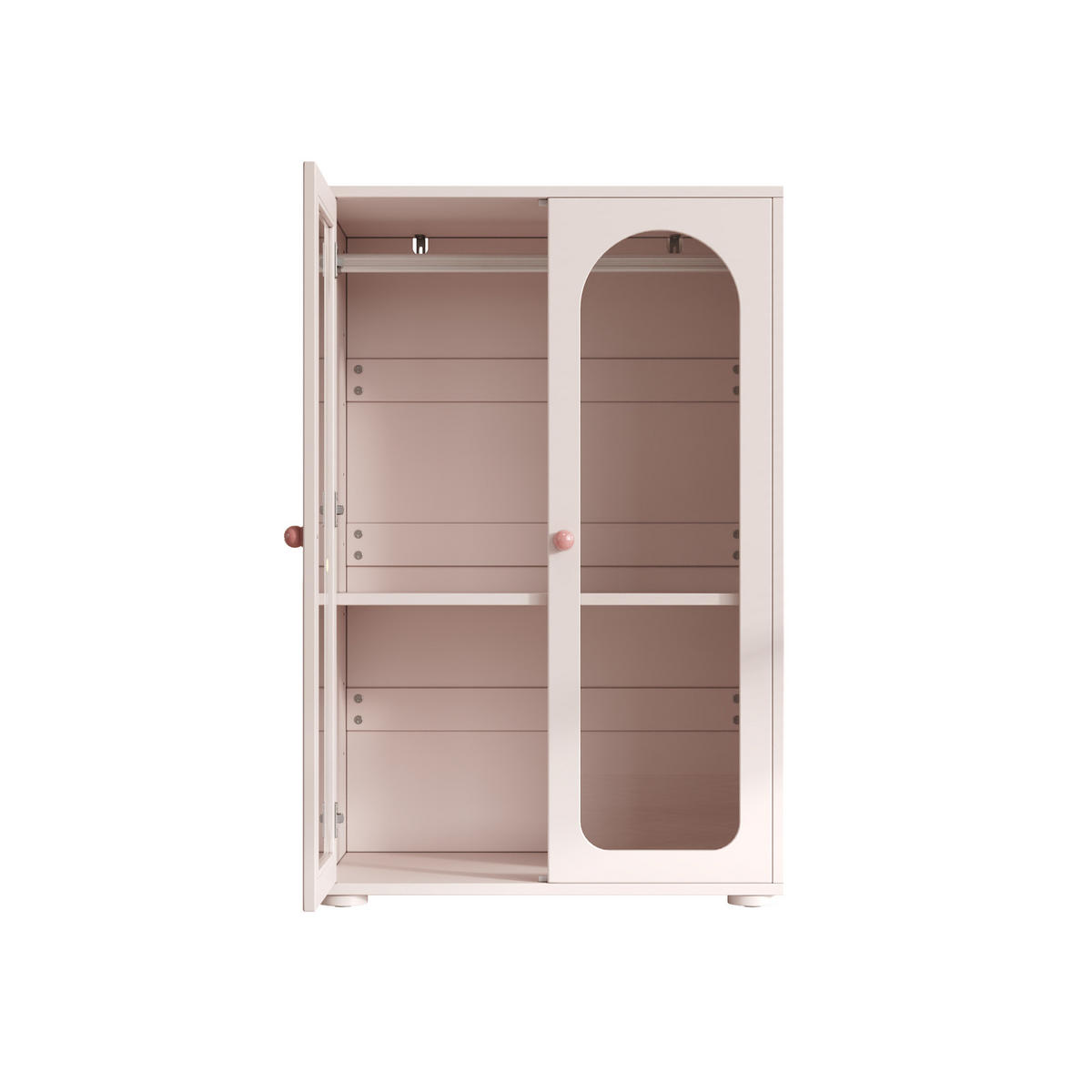 KLEIDERSCHRANK aus MDF und Acryl 160x50x120 cm Babyrosa im 2er-Set mit Kleiderstange und verstellbaren Einlegeböden - Pink, Holzwerkstoff (160/120/50cm) - Modfu