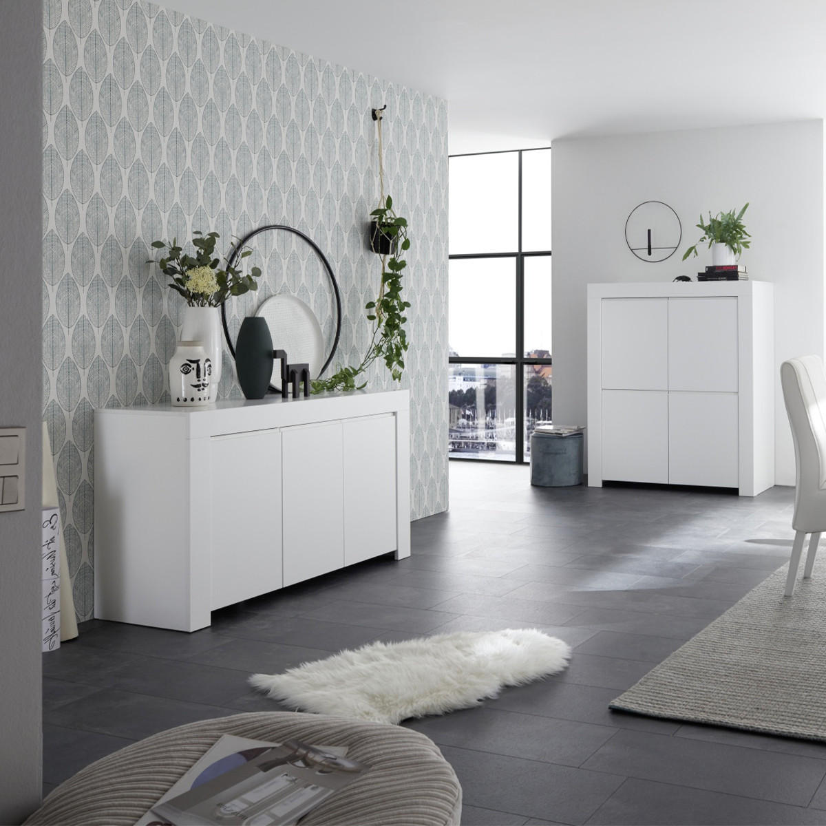 SIDEBOARD mit 3 Türen L138 cm - Firenze - Weiß, Holzwerkstoff (42/81/138cm) - Calicosy