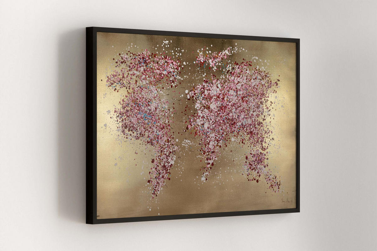 ÖLGEMÄLDE 120/80 cm - Pink/Goldfarben, Holz/Textil (120/80cm) - KUNSTLOFT