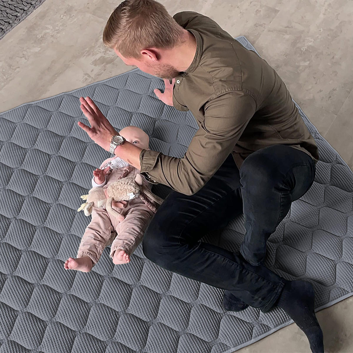 KRABBELDECKE Grau 130x150cm - Grau, Textil (130/150cm) - Sanosoft