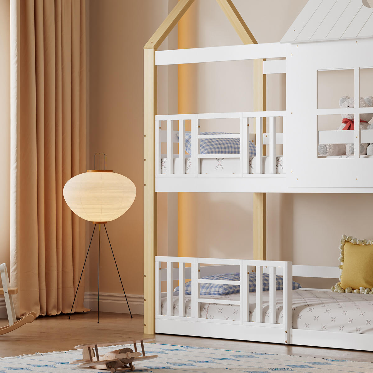 ETAGENBETT 90/200 cm Weiß, Natur - Ahornfarben/Weiß, Holz/Holzwerkstoff - Raumix