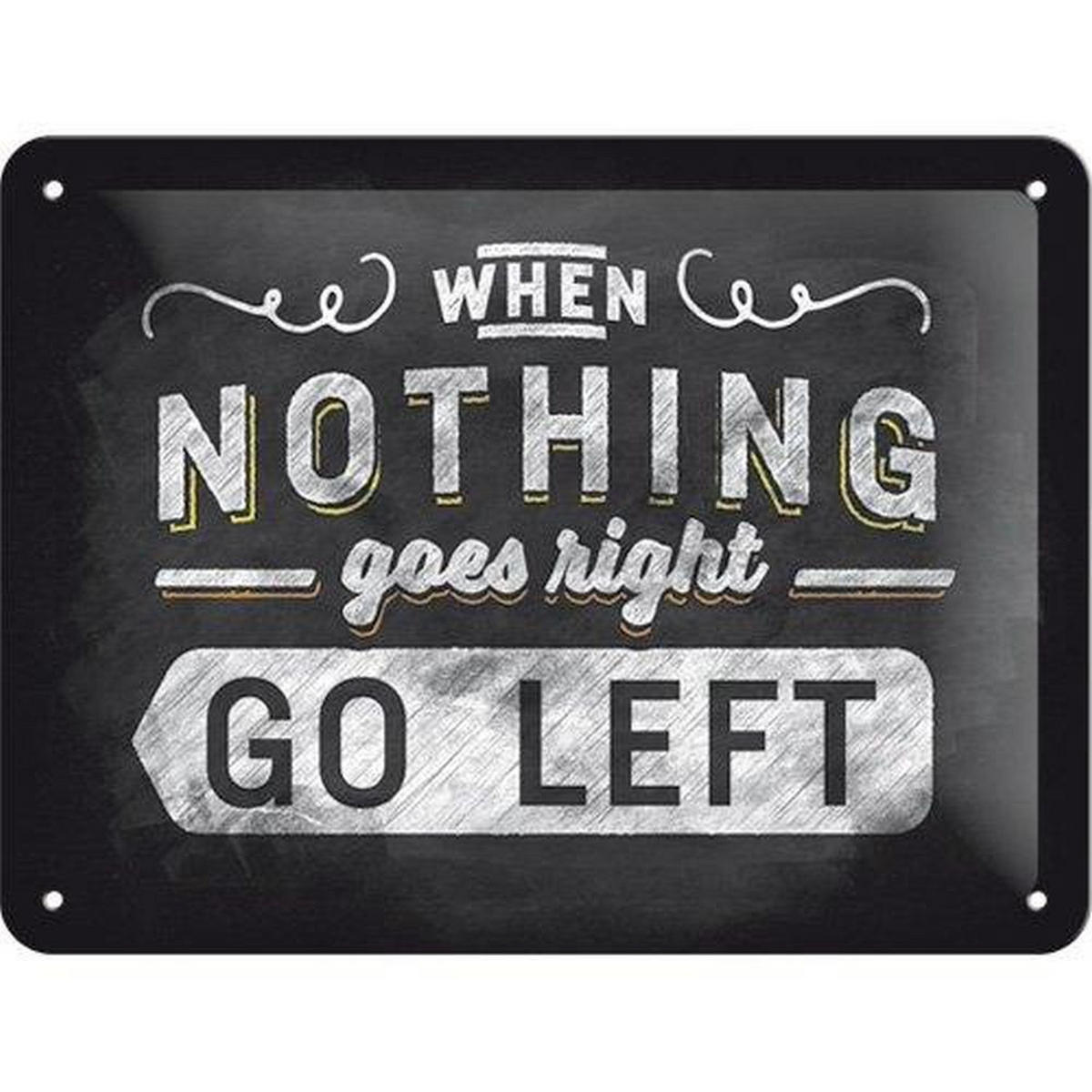 BLECHSCHILD 15/20 cm Word Up Go Left - Multicolor, Metall (20/15/0.5cm) - Nostalgic-Art