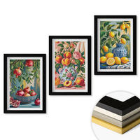 WANDBILDER 3er-Set - 20x30 cm Schwarzer Rahmen - Fruchtzusammensetzung von Granatäpfeln - Schwarz, Kunststoff (20/30cm) - ArtPrintCave