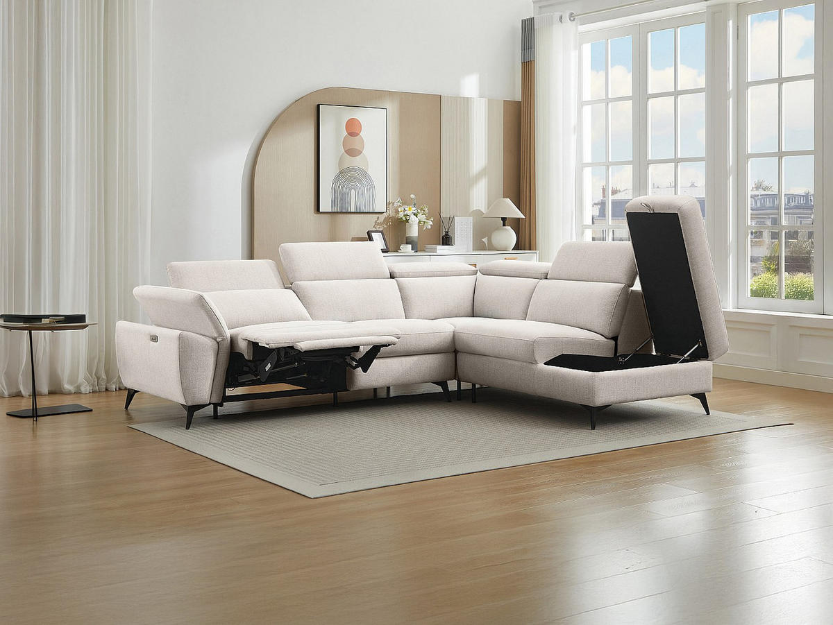 RELAXSOFA - 5 Personen - stoff - beige Cadilo - Beige, Textil/Metall (279/83/221cm) - Vente-Unique