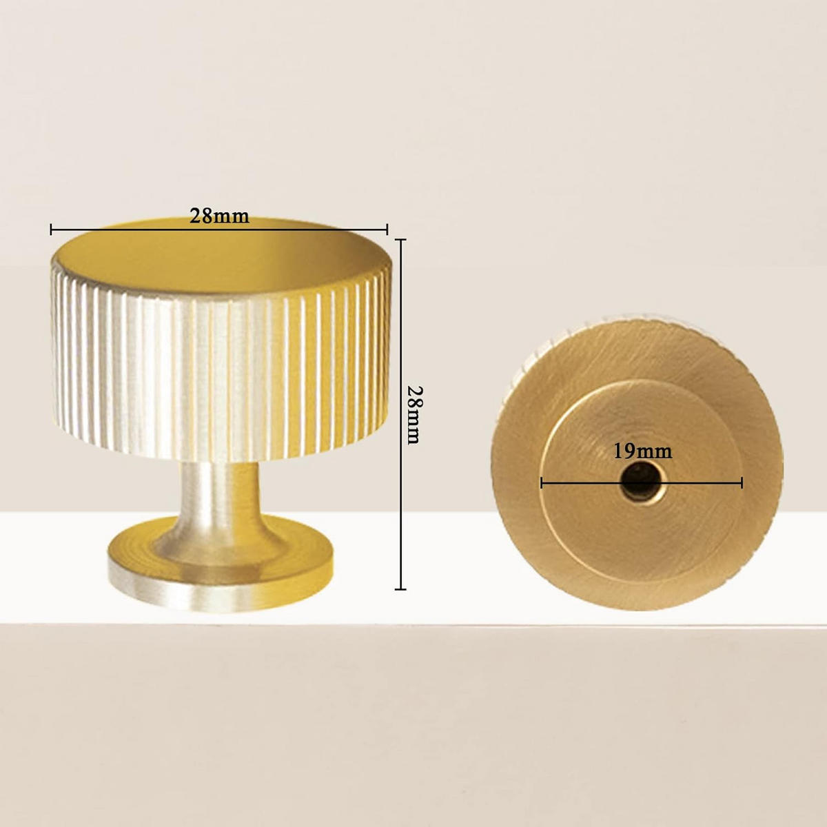 SCHRANKKNOPF Gold 4er-Set 28x28 mm - Orange, Metall (0.28/1.9/0.28cm)