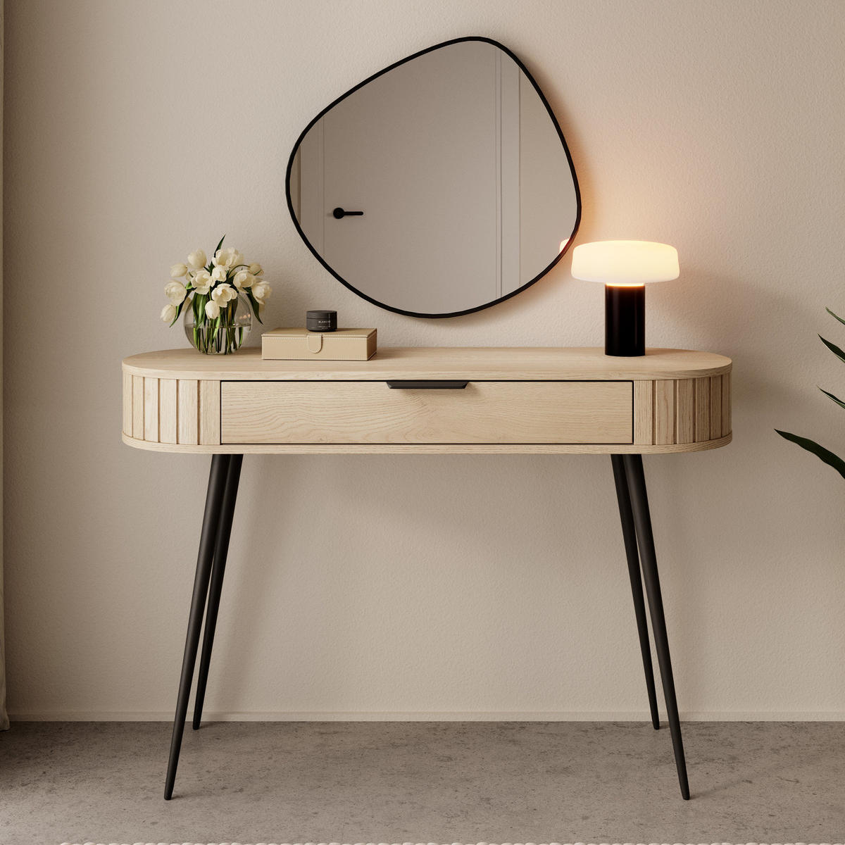 KONSOLENTISCH LOVI 120 cm Eiche Cremona - mit Riffel-Optik - Eichefarben/Schwarz, Holz/Holzwerkstoff (40/120/80cm) - Ravio