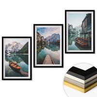 WANDBILDER 3er-Set - 40x60 cm Schwarzer Rahmen - See, Berge, Boote, Ferienhaus - Schwarz, Kunststoff (40/60cm) - ArtPrintCave